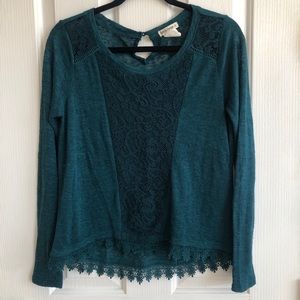 Teal Long Sleeve with Lace Details